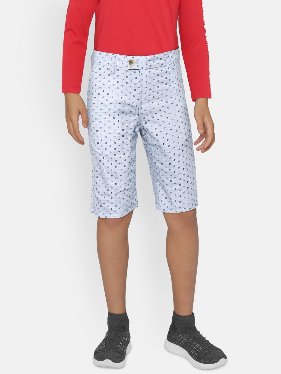 

Gini and Jony Boys Blue Printed Classic Regular Fit Reversible Shorts