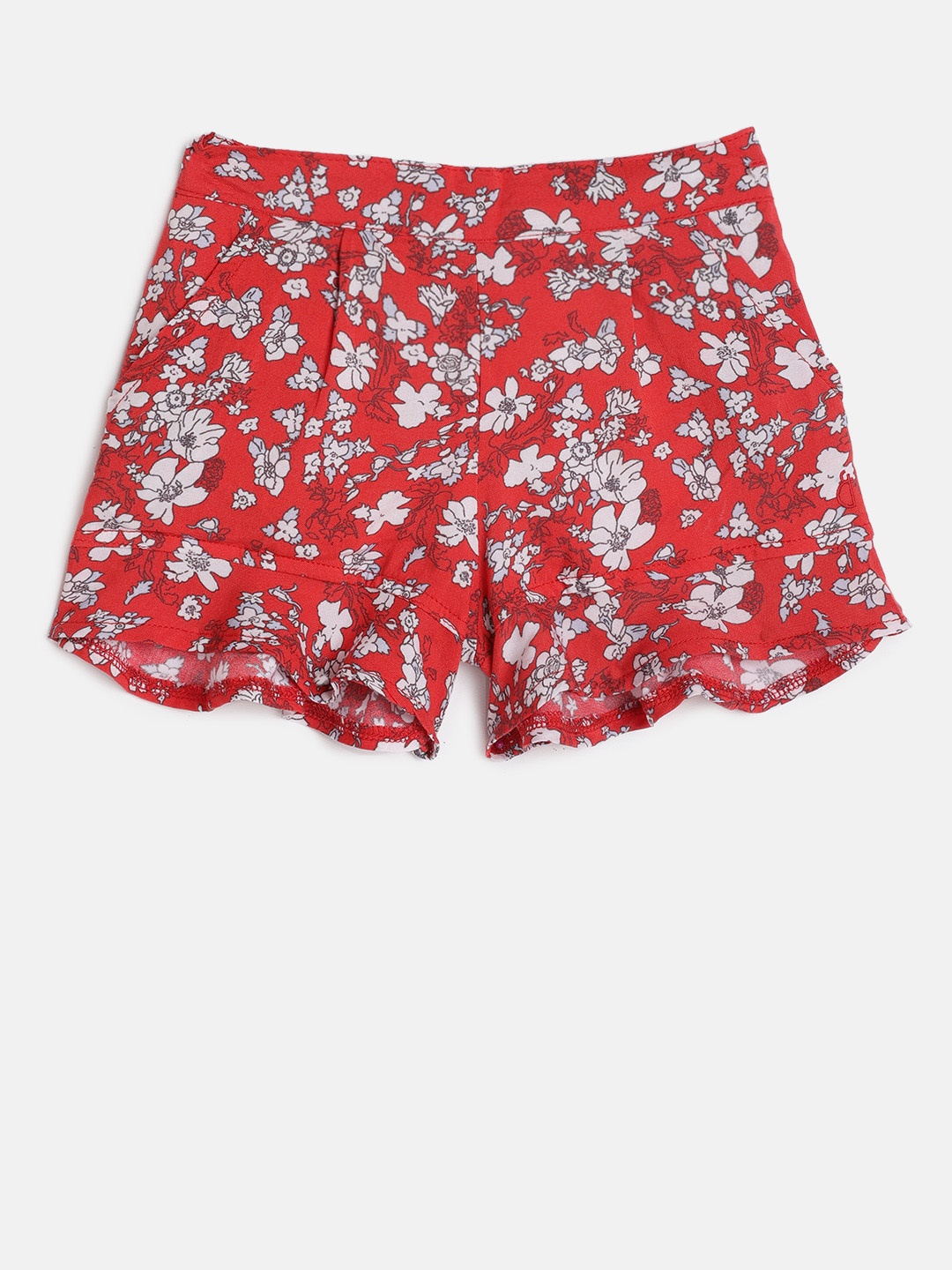 

Gini and Jony Girls Red Printed Regular Fit Shorts