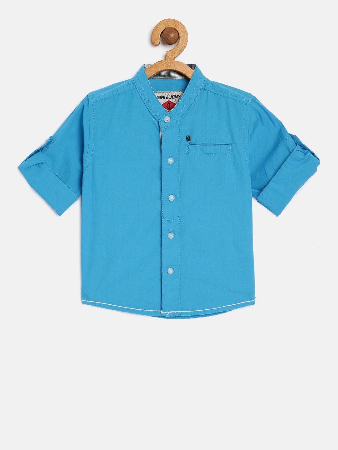 

Gini and Jony Boys Blue Regular Fit Solid Casual Shirt
