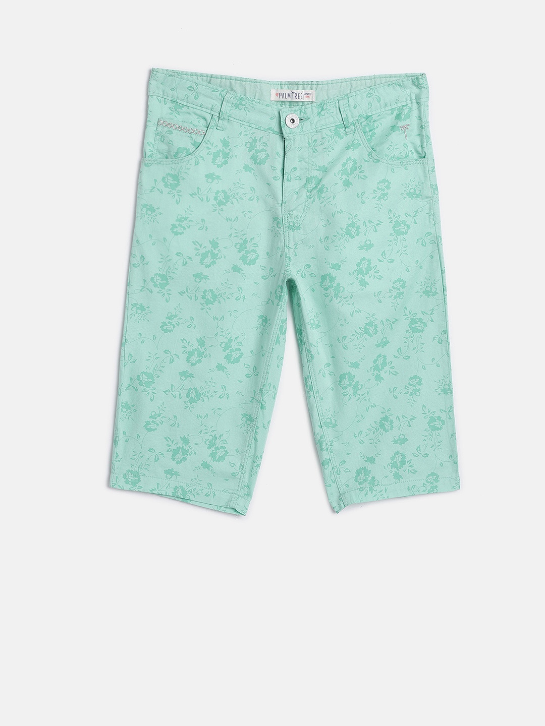 

Palm Tree Girls Green Printed Regular Fit Capris