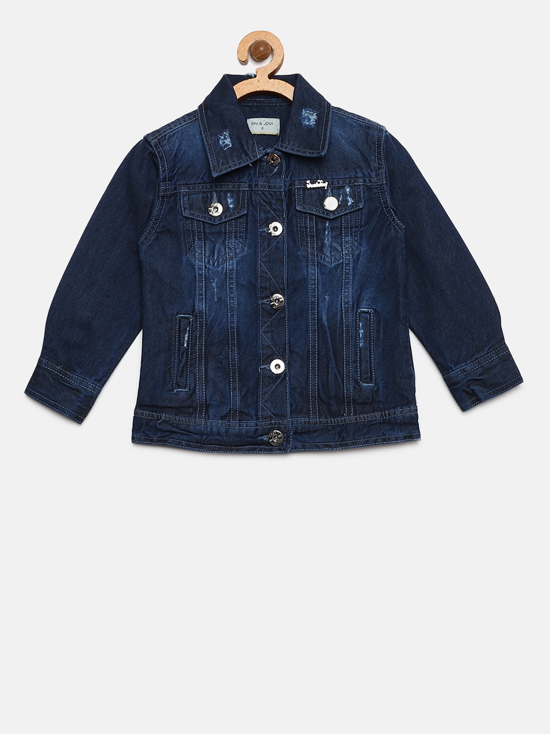 

Gini and Jony Girls Navy Blue Washed Denim Jacket