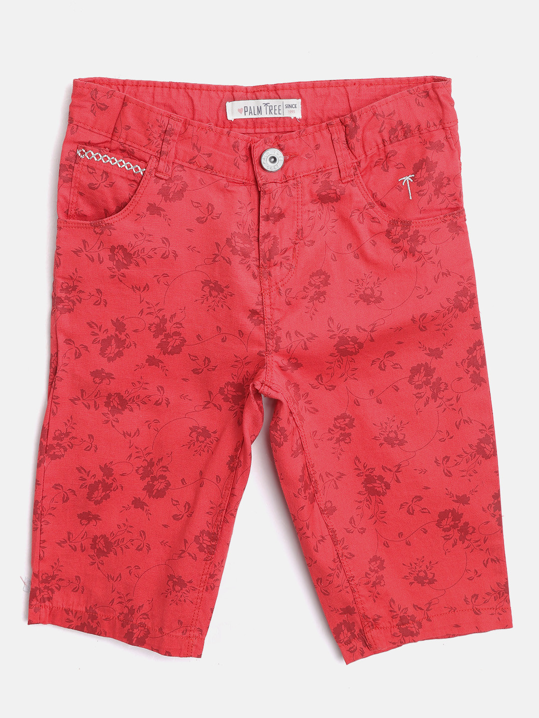 

Palm Tree Girls Red Printed Regular Fit Capris