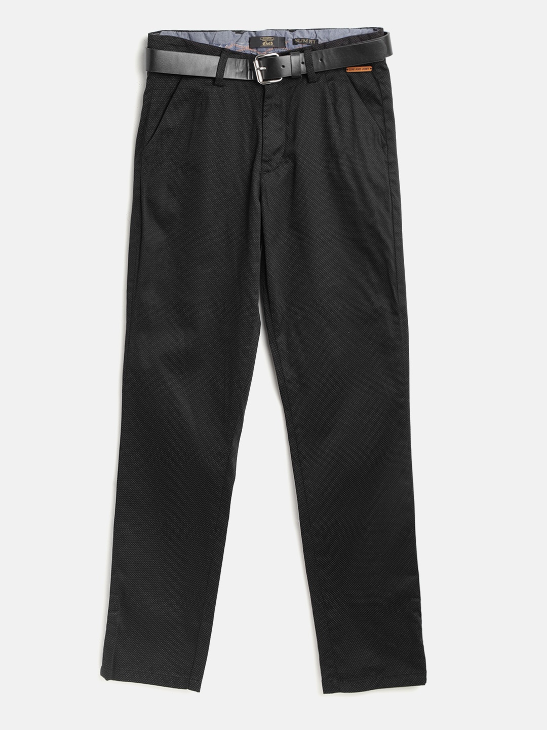 

Gini and Jony Boys Black Slim Fit Printed Regular Trousers