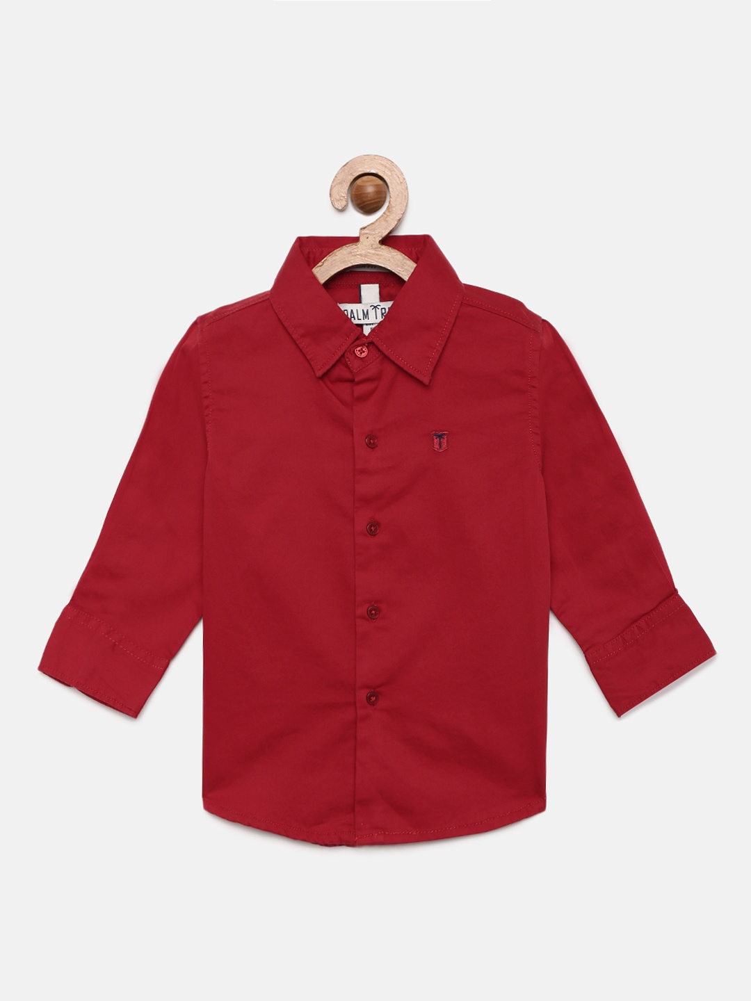 

Gini and Jony Boys Red Regular Fit Solid Casual Shirt