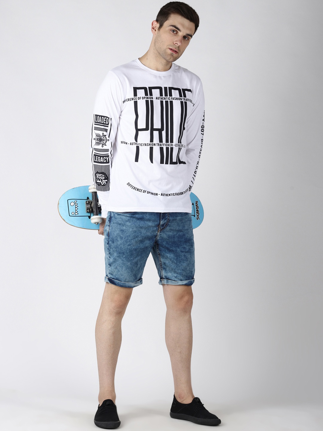 

Difference of Opinion Men White Printed Round Neck Pure Cotton T-shirt