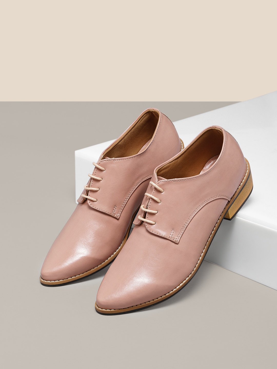 

her by invictus Women Pink Solid Cushioned Smart Casual Derbys