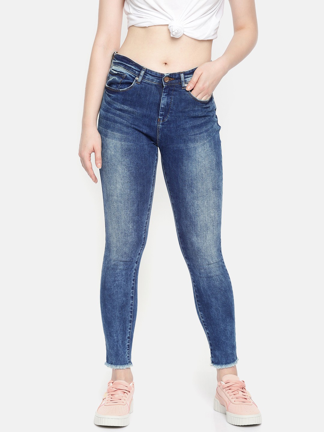 

SPYKAR Women Blue Alicia Super Skinny Fit Low-Rise Clean Look Ankle-length Jeans