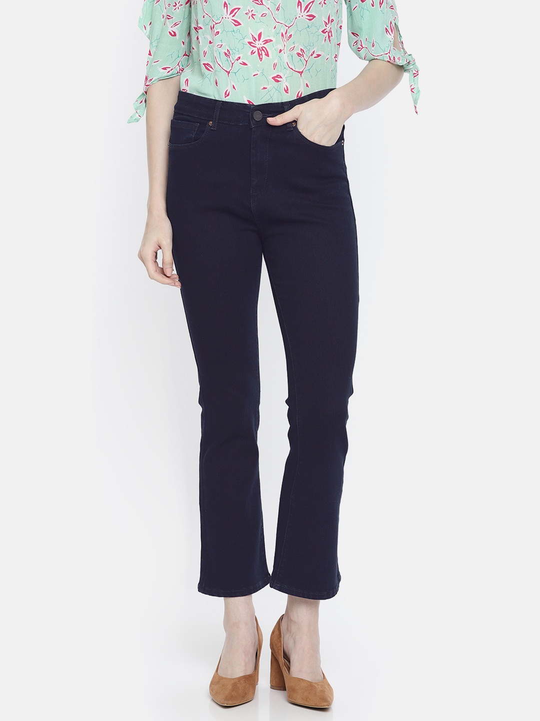 

SPYKAR Women Navy Blue Elissa Bootcut High-Rise Clean Look Stretchable Jeans