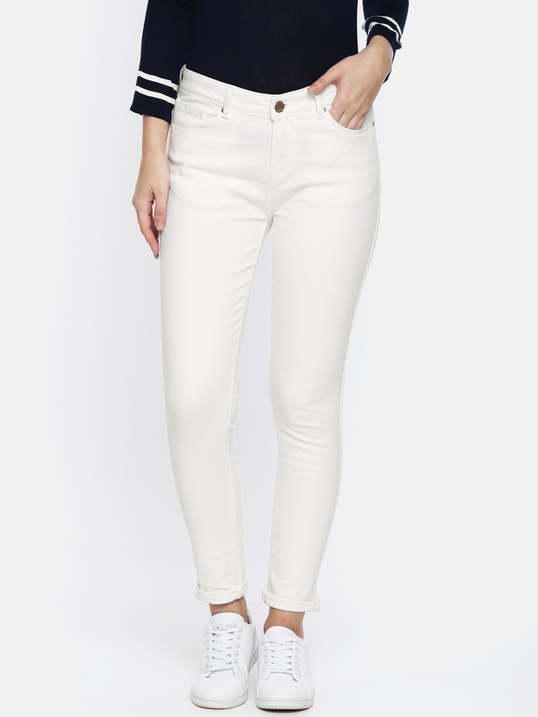 

SPYKAR Women White Adora Skinny Fit Mid-Rise Clean Look Stretchable Jeans