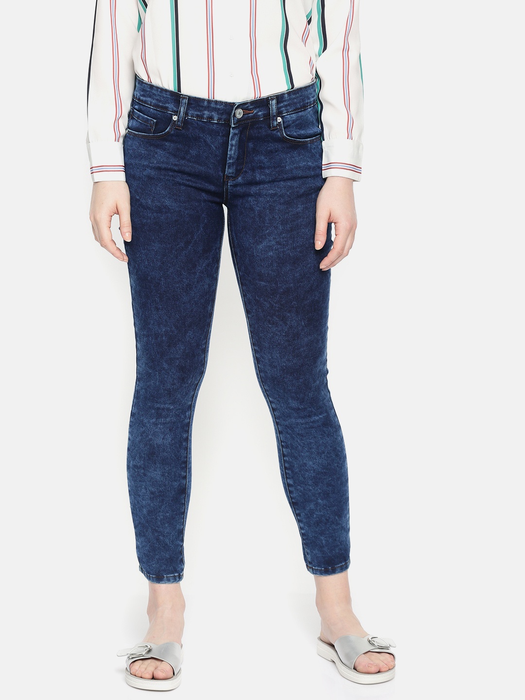 

SPYKAR Women Blue Adora Skinny Fit Mid-Rise Clean Look Ankle-Length Stretchable Jeans