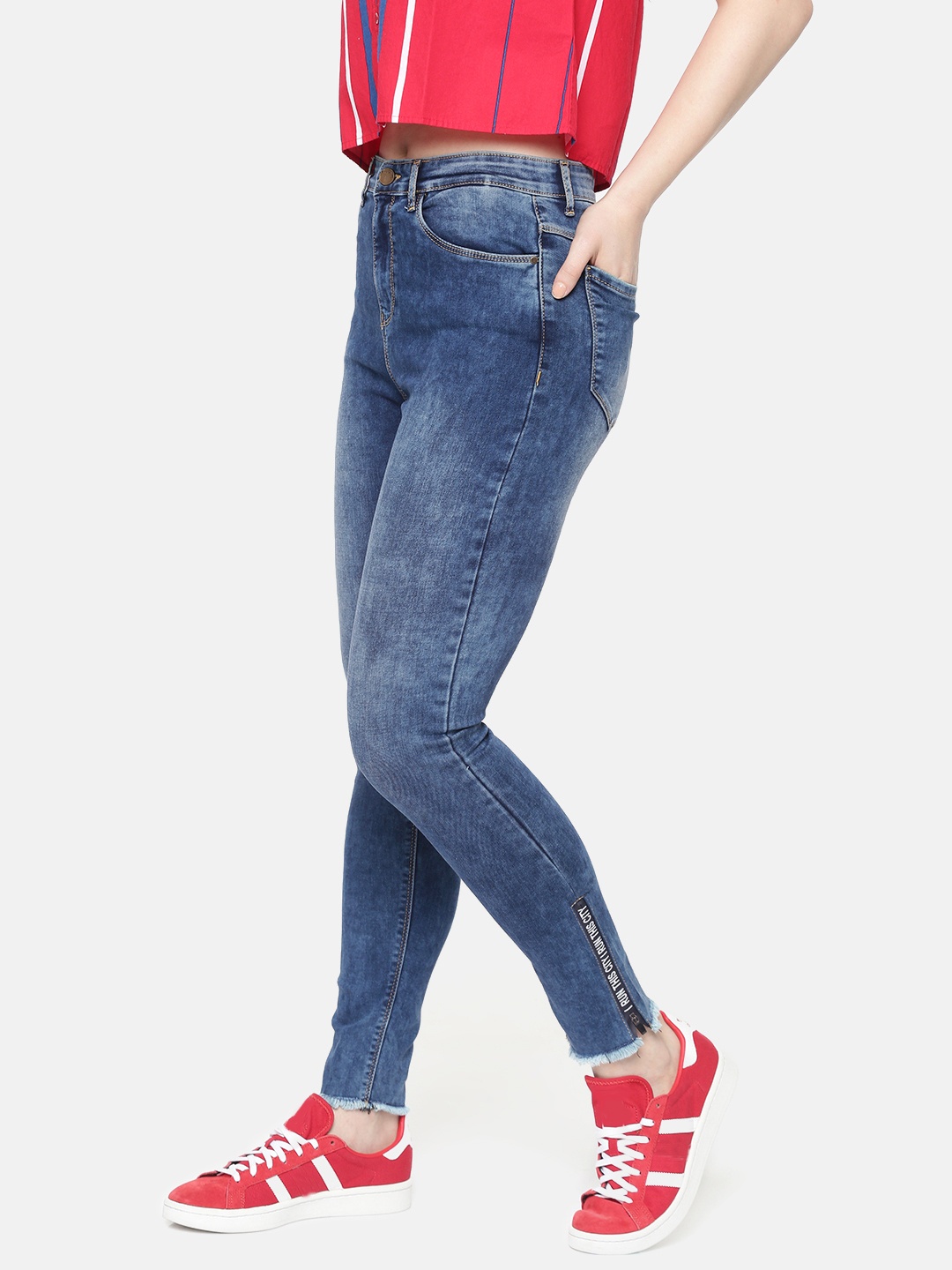 

SPYKAR Women Blue Alexa Super Skinny Fit High-Rise Clean Look Stretchable Cropped Jeans