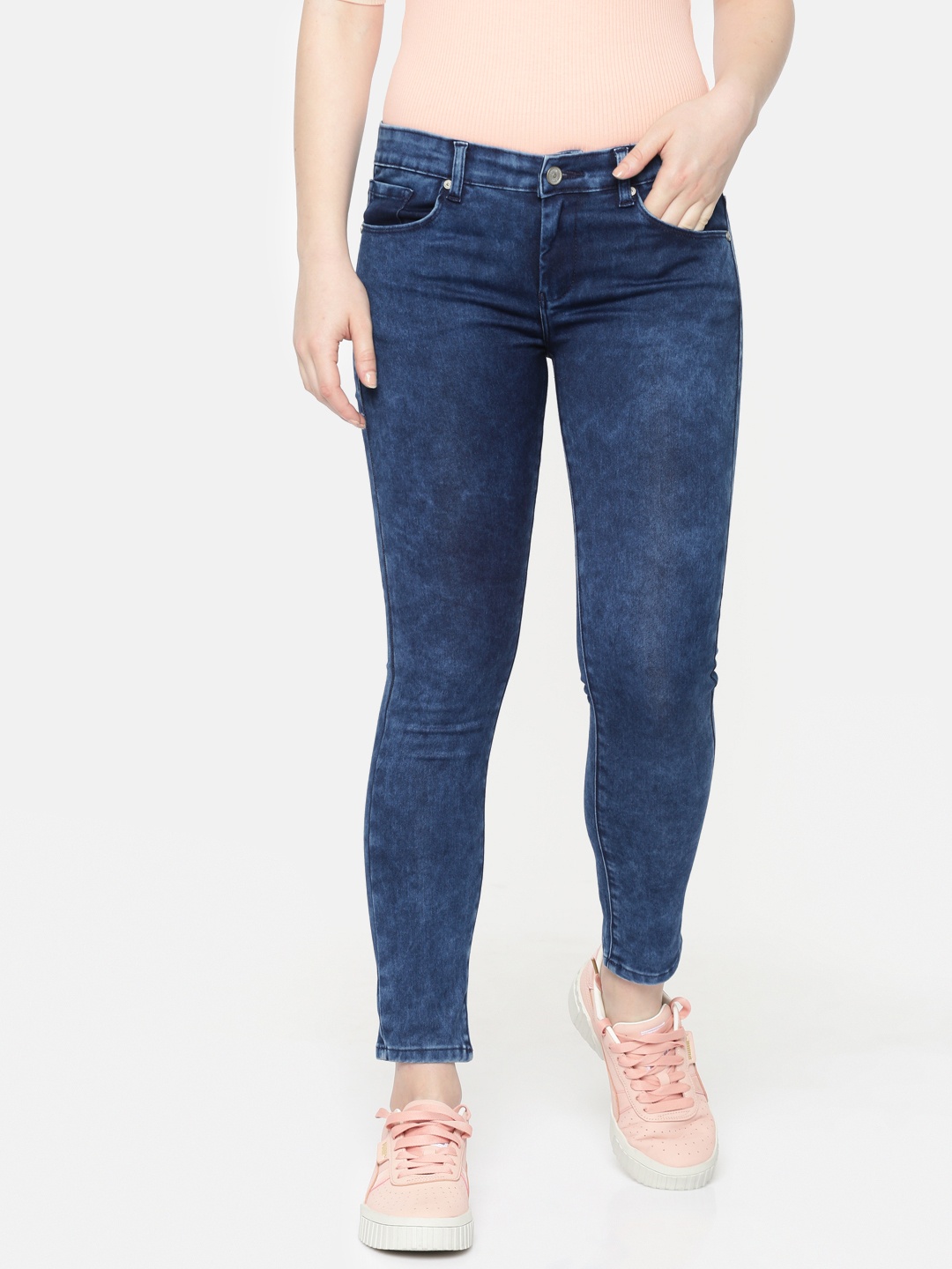 

SPYKAR Women Blue Alicia Super Skinny Fit Low-Rise Clean Look Stretchable Cropped Jeans