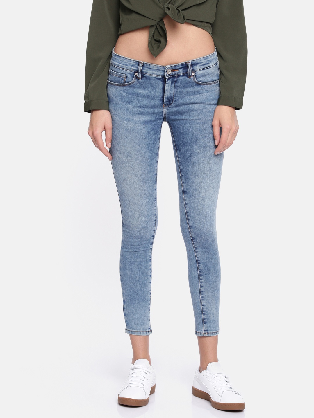 

SPYKAR Women Blue Alicia Super Skinny Fit Low-Rise Clean Look Stretchable Cropped Jeans