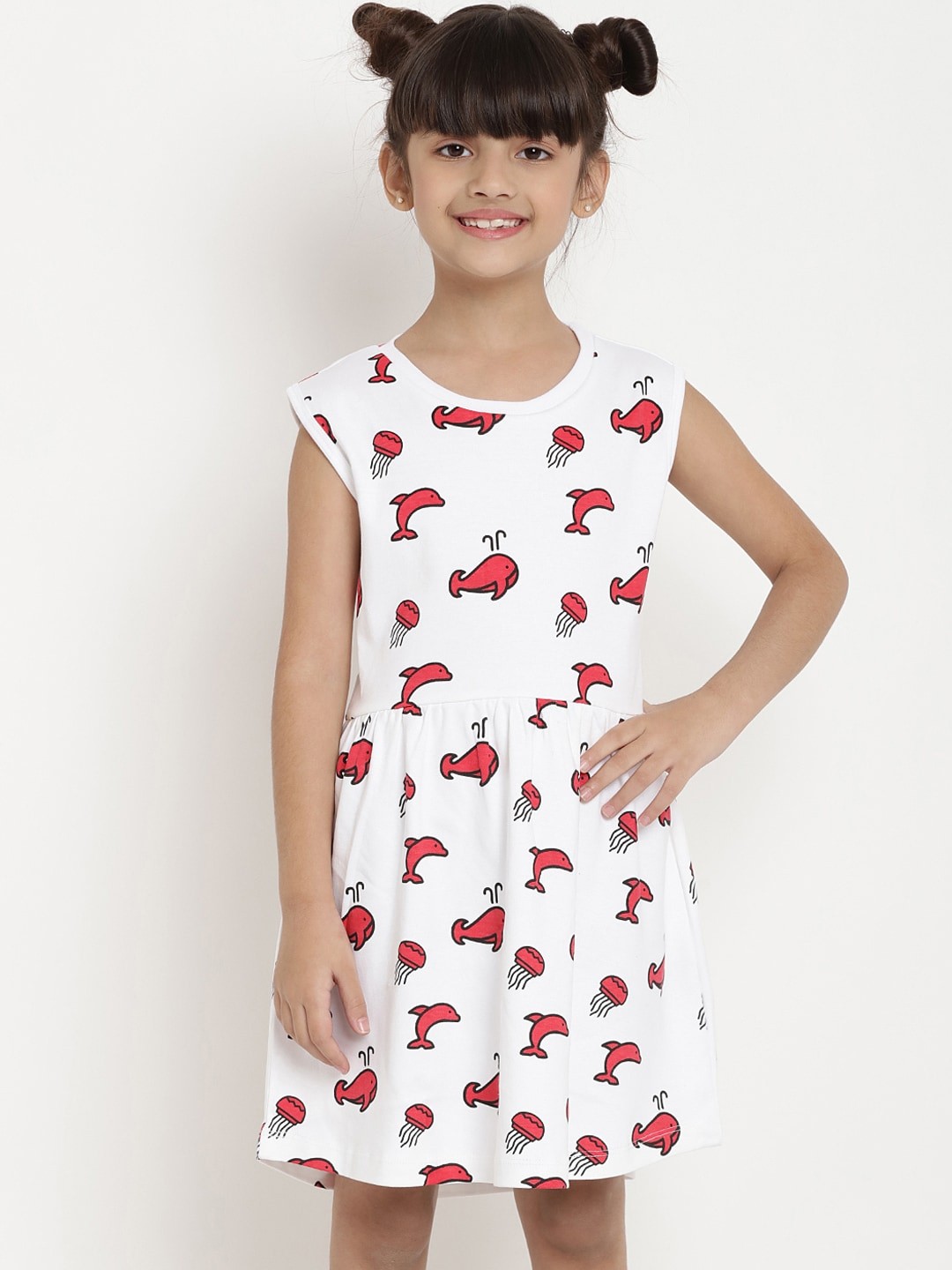 

berrytree Girls White & Red Fit and Flare Organic Cotton Sustainable Dress