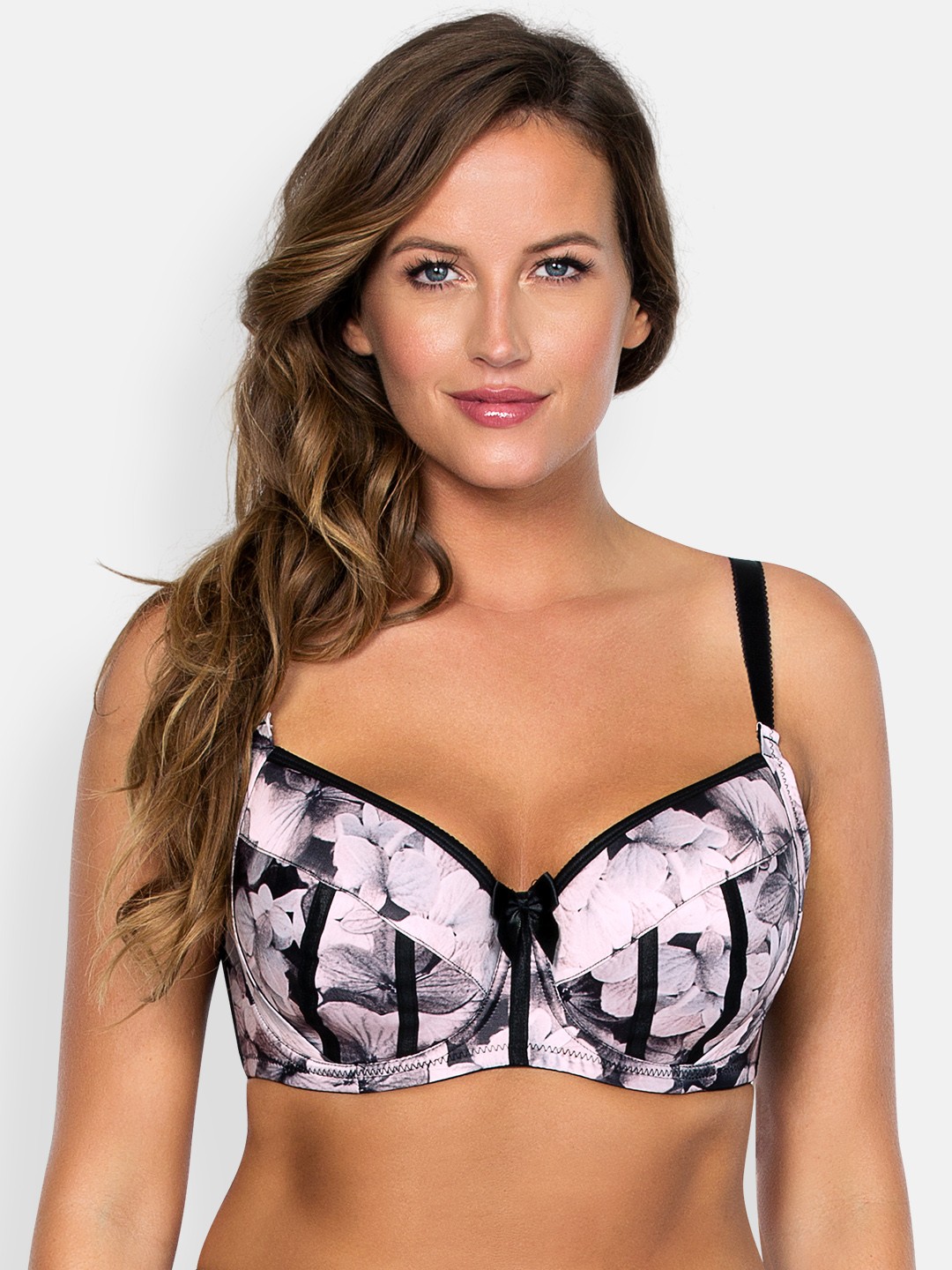 

PARFAIT Plus Size Pink Grey Printed Underwired Lightly Padded Balconette Bra 6901