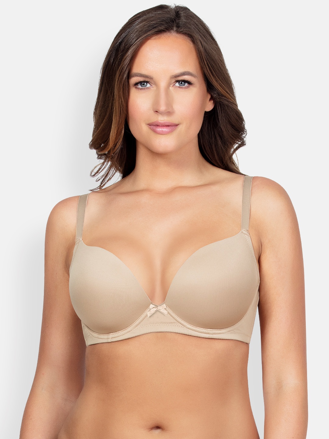 

PARFAIT Plus Size Beige Solid Underwired Lightly Padded Plunge Bra P5490