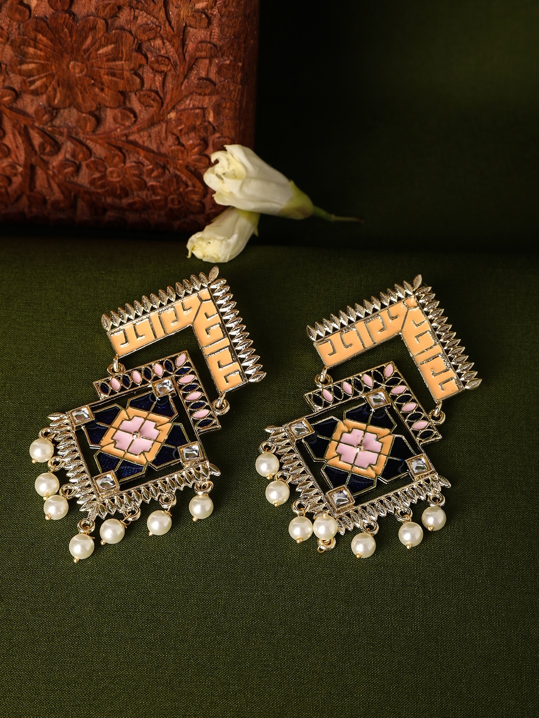 

AccessHer Gold-Plated & Blue Classic Drop Earring