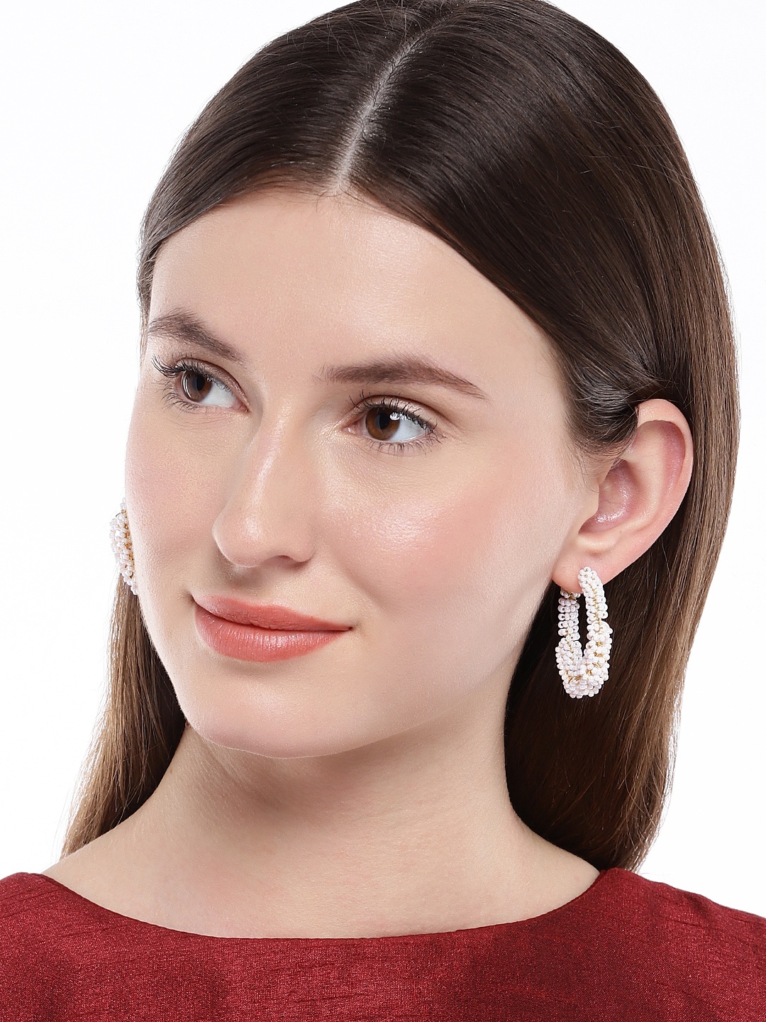 

AccessHer White Gold-Plated Circular Hoop Earrings