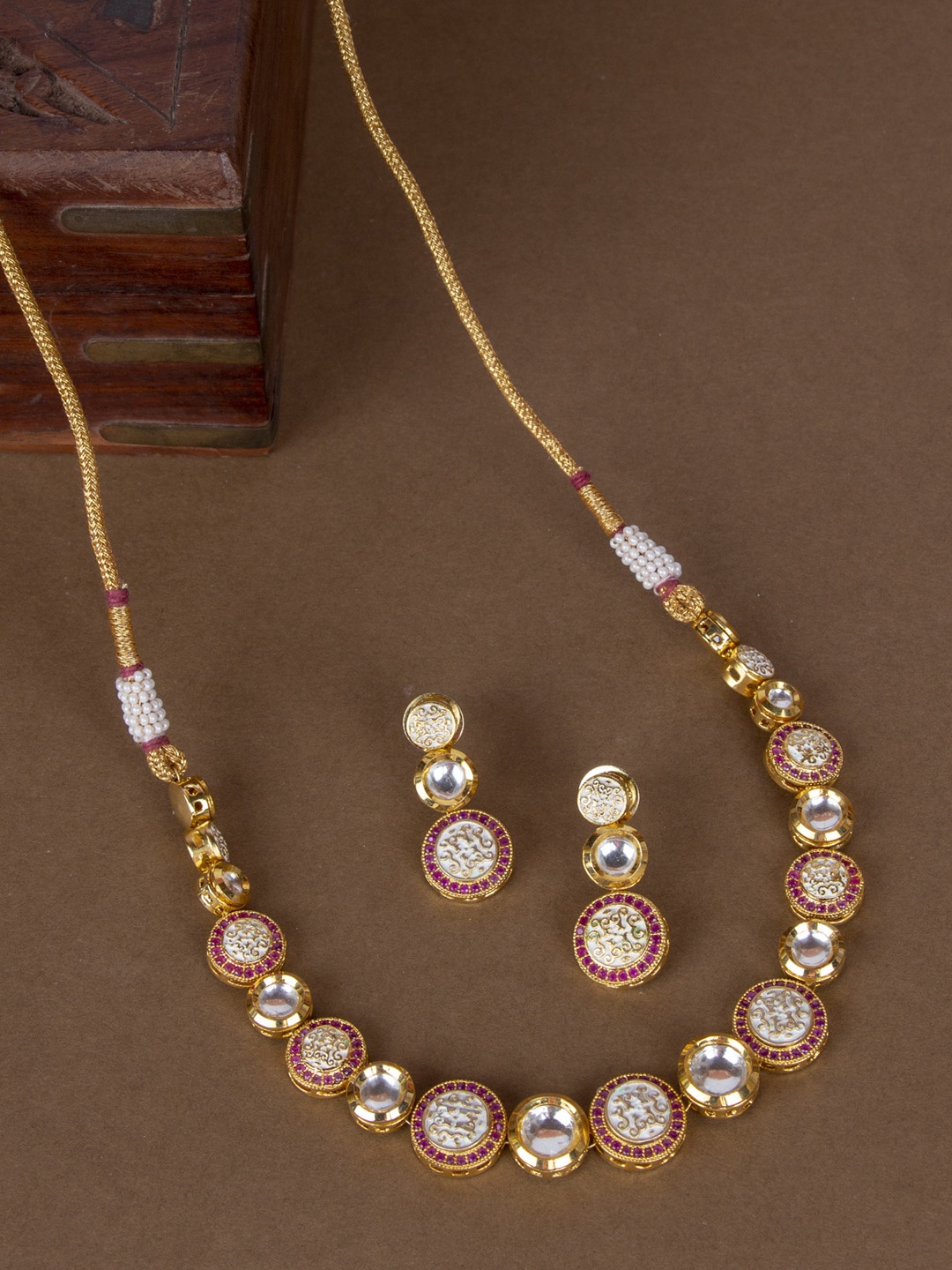 

AccessHer Women Gold-Plated Kundan & CZ Stone Studded Handcrafted Jewelry Set