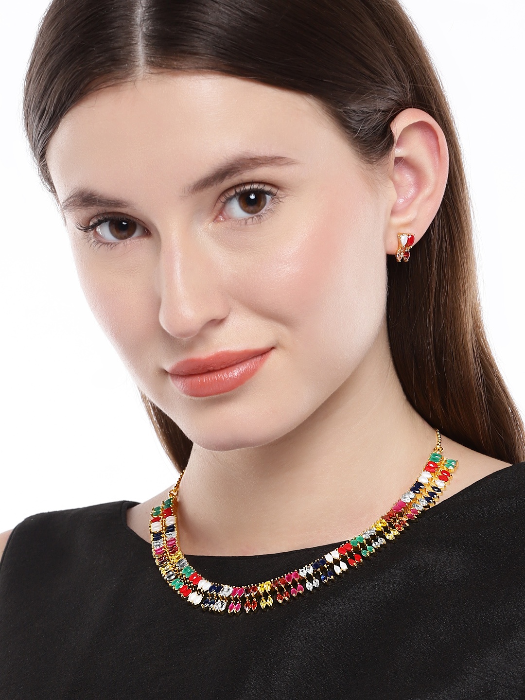 

AccessHer Gold-Plated Multicoloured Handcrafted Jewellery Set, Multi