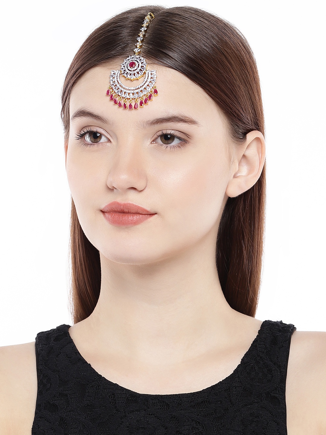 

AccessHer Gold-Plated Stone-Studded Maang Tika