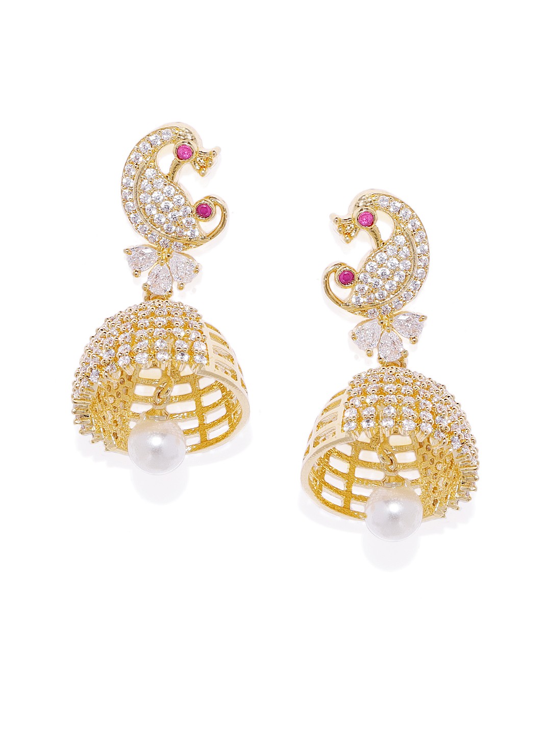 

AccessHer Gold-Plated & White Dome Shaped Jhumkas
