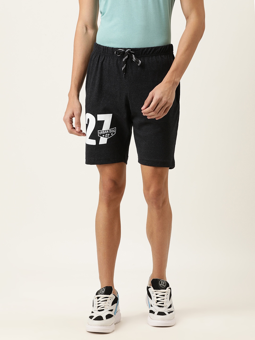 

Urban Dog Men Charcoal Printed Regular Fit Sports Shorts