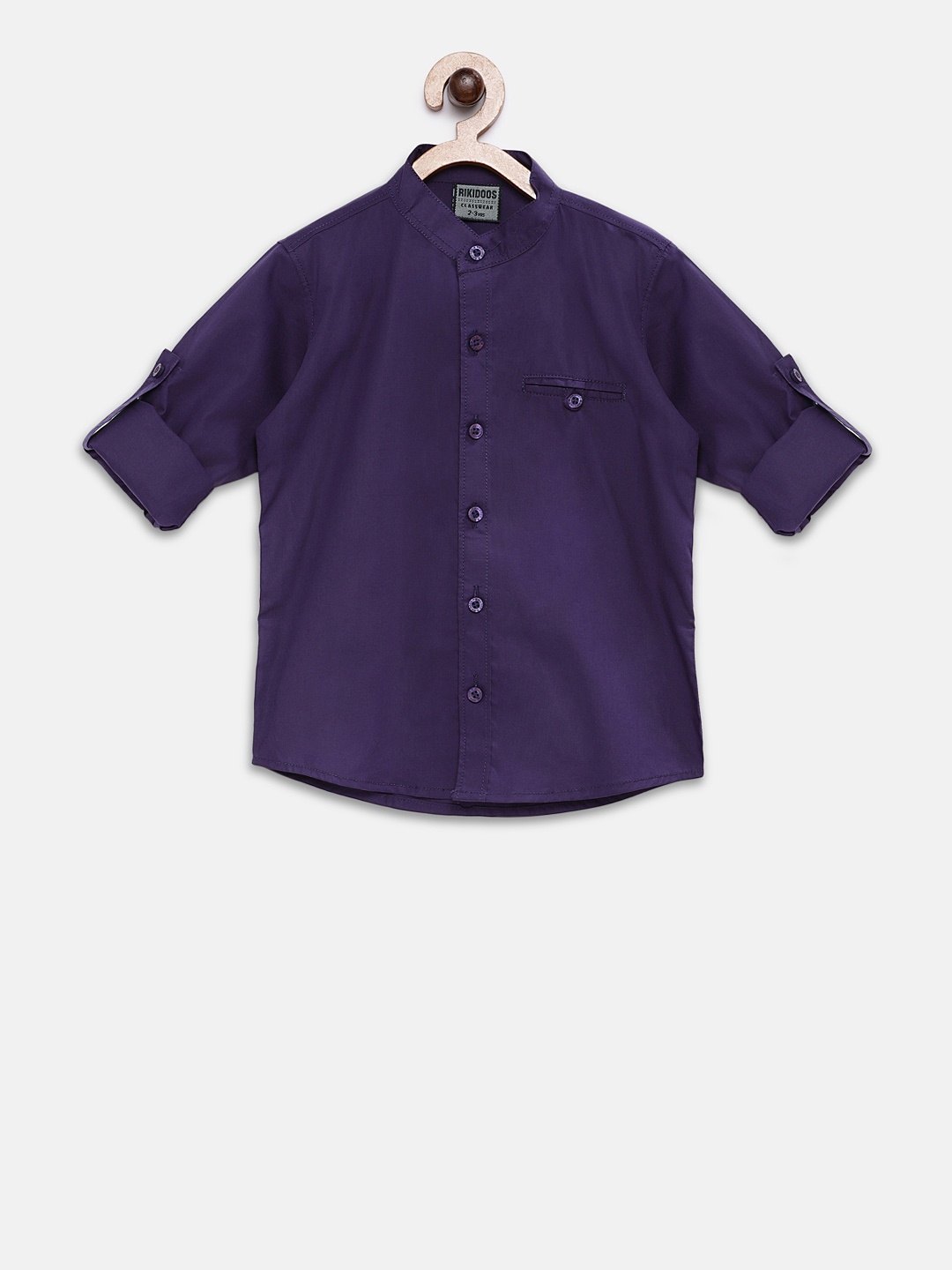 

RIKIDOOS Boys Purple Tailored Fit Solid Casual Shirt