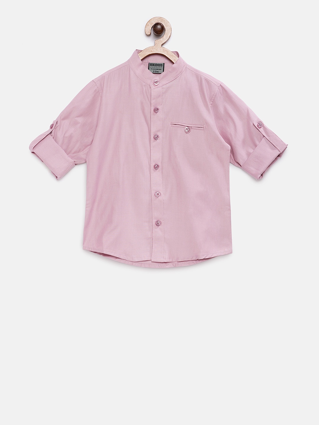 

RIKIDOOS Boys Peach-Coloured Tailored Fit Solid Casual Shirt