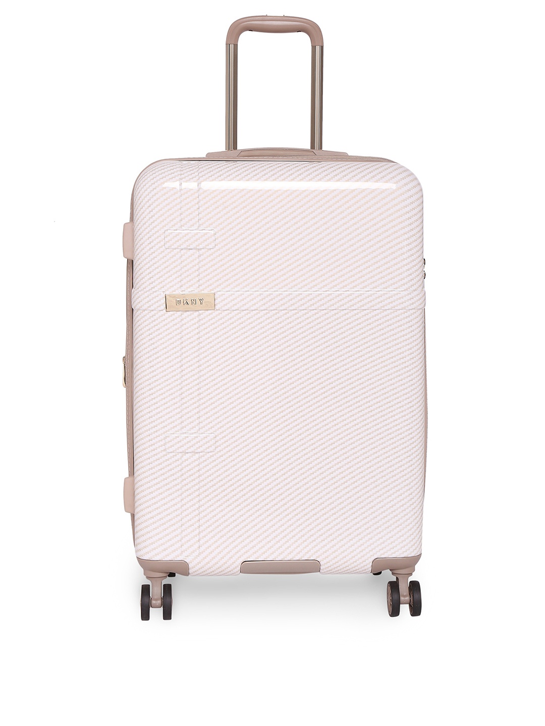 

DKNY Unisex Gold-Toned & White Lavish Hs Range Striped Medium Trolley Bag