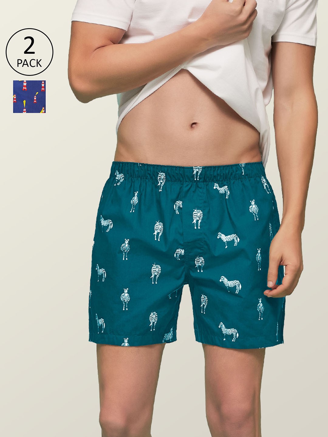 

XYXX Men Printed Pack of 2 Remix Pure Cotton Boxer XYBOX2PCKN152, Blue