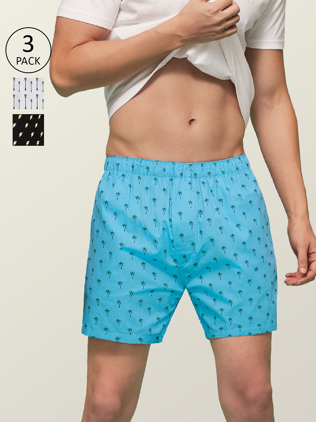 

XYXX Men Printed Pack of 3 Remix Pure Cotton Boxer XYBOX3PCKN117, Multi