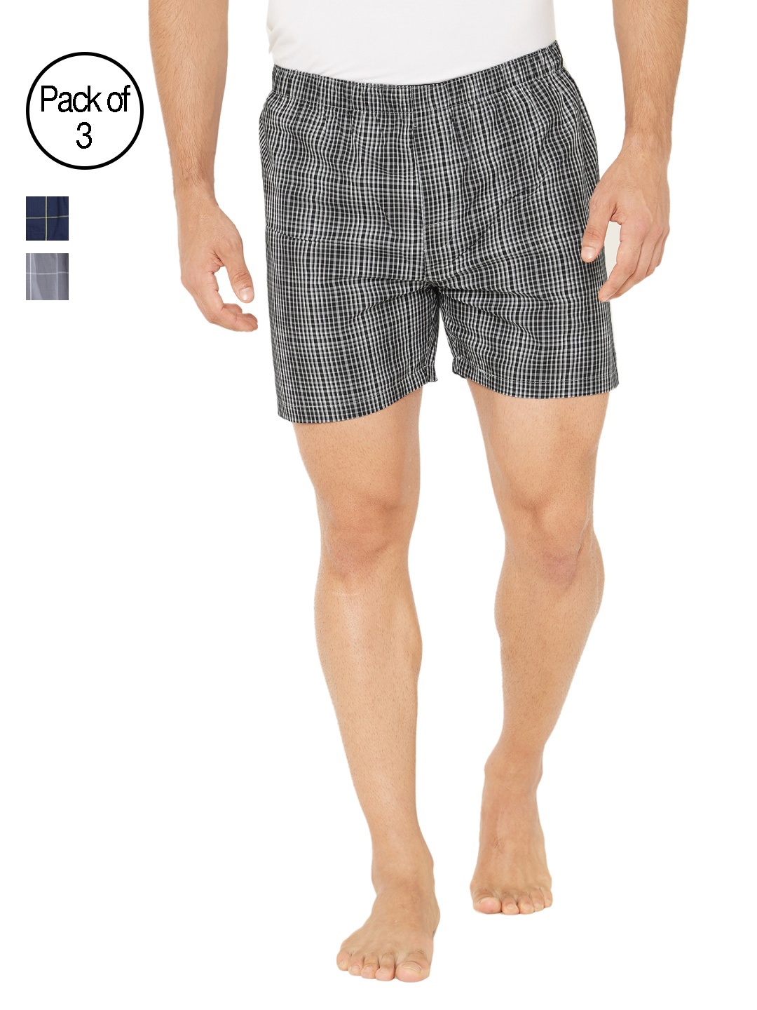 

XYXX Men Checkered Pack of 3 Checkmate Pure Cotton Boxer XYBOX3PCKN110, Multi