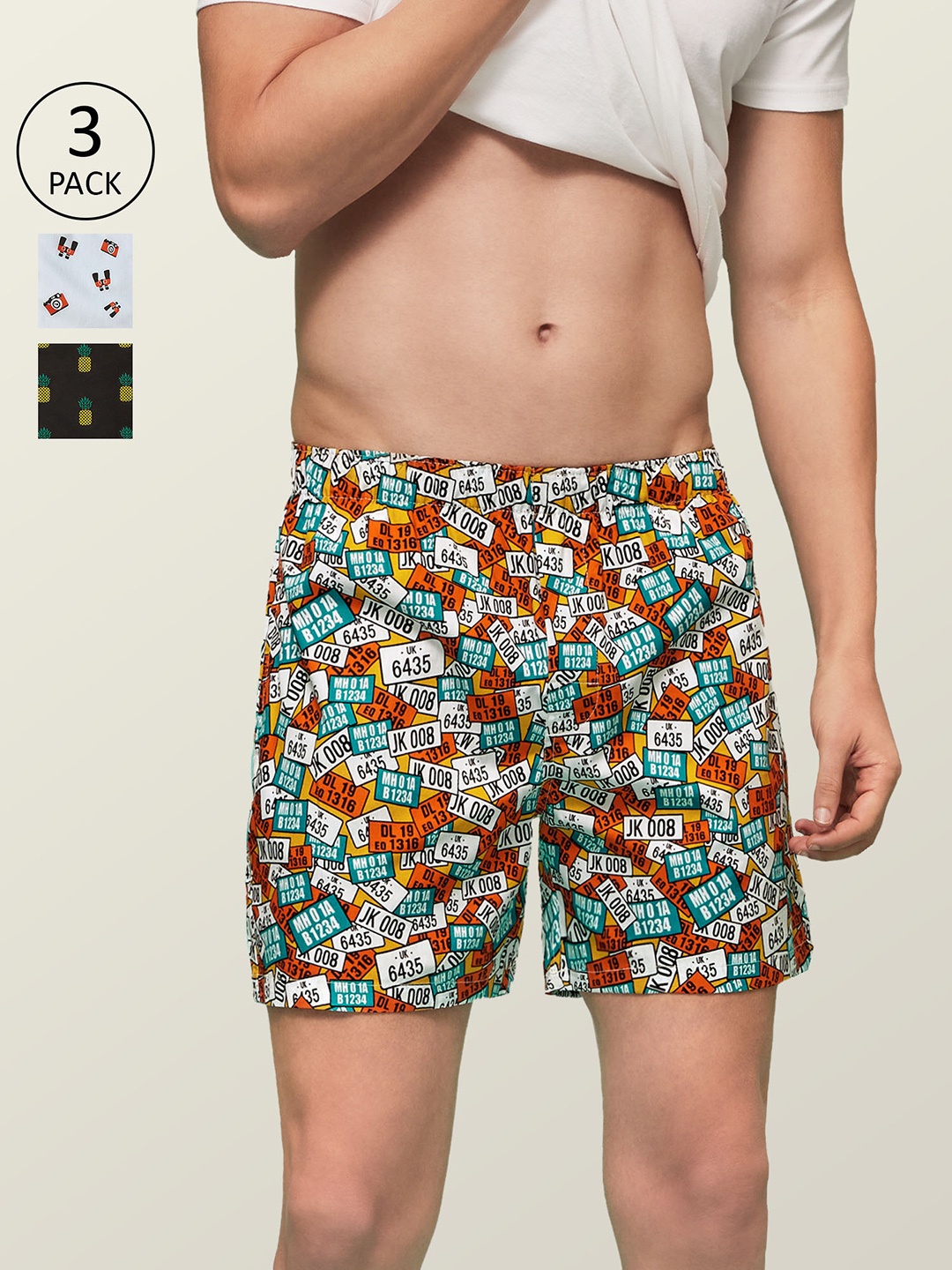 

XYXX Men Printed Pack of 3 Remix Pure Cotton Boxer XYBOX3PCKN137, Multi