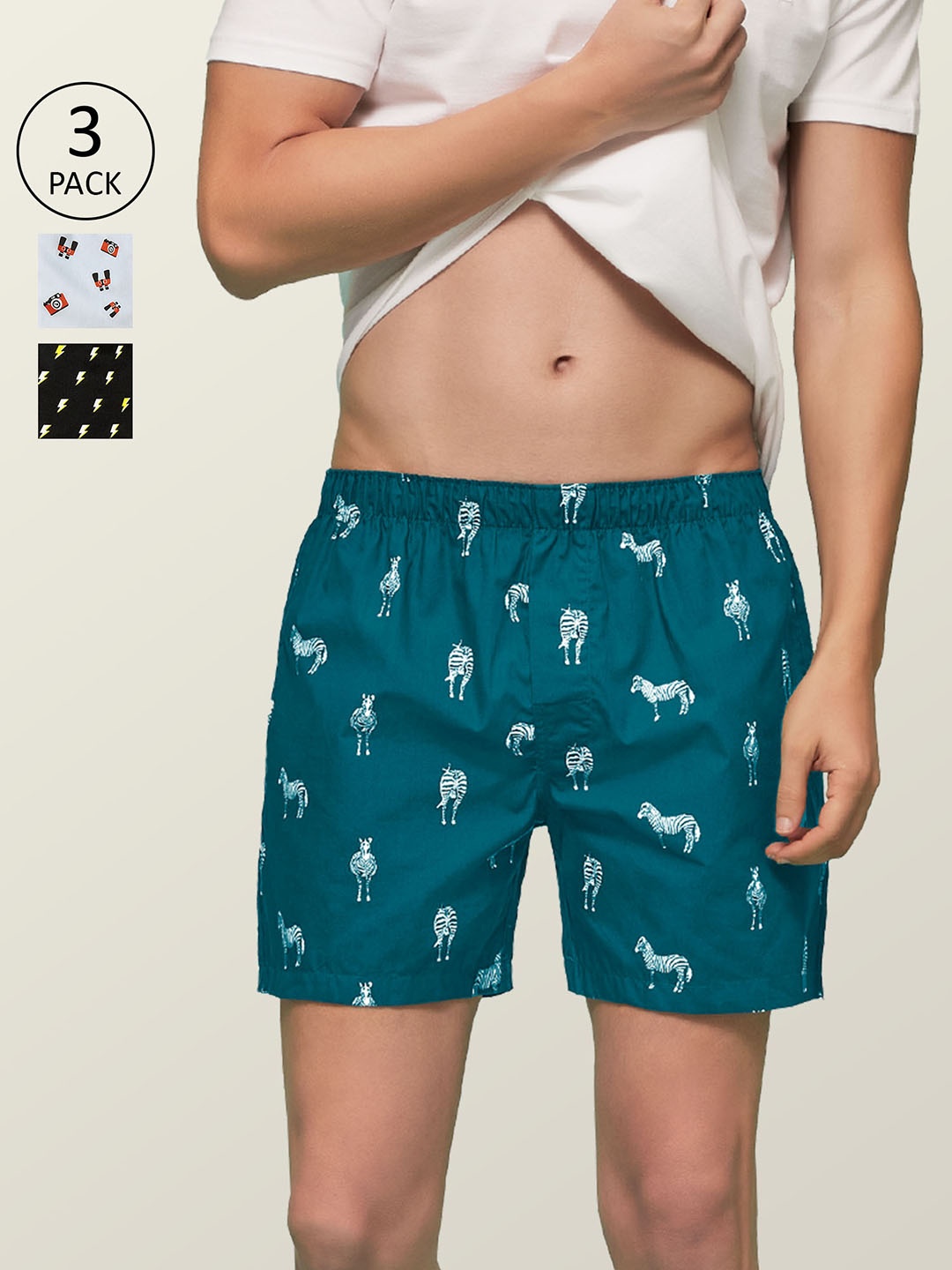 

XYXX Men Printed Pack of 3 Remix Pure Cotton Boxer XYBOX3PCKN139, Multi