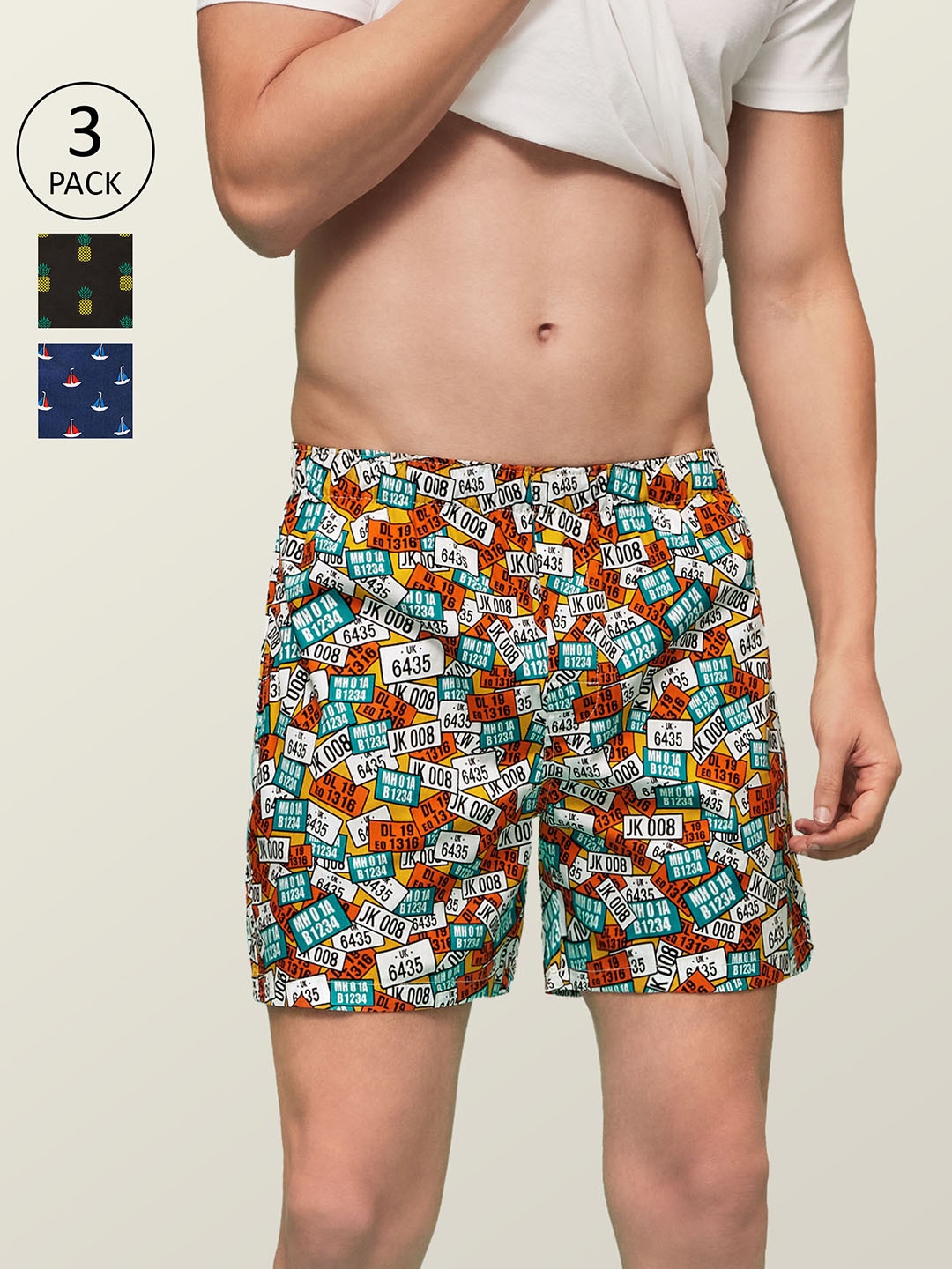 

XYXX Men Printed Pack of 3 Remix Pure Cotton Boxer XYBOX3PCKN135, Multi