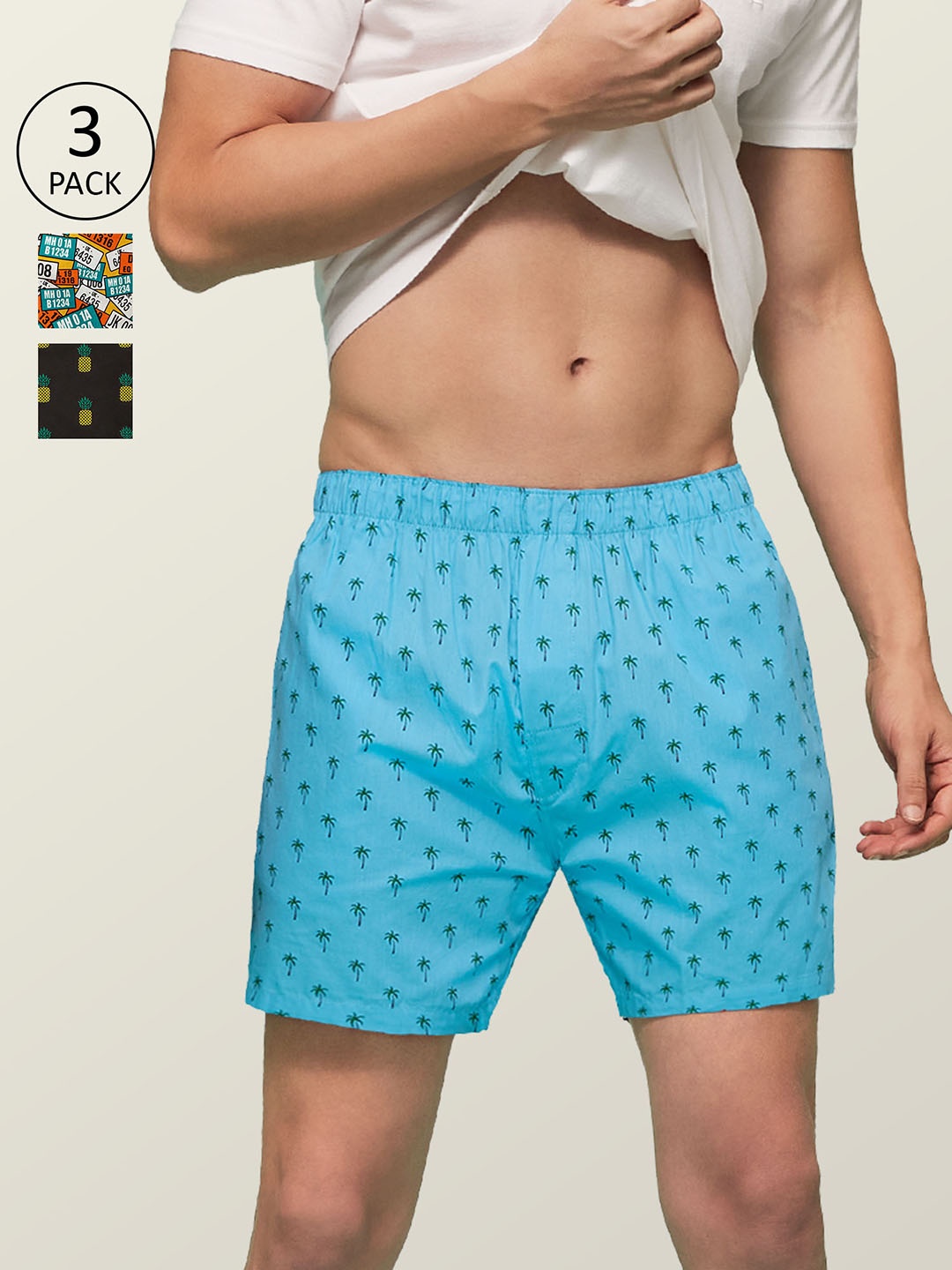

XYXX Men Printed Pack of 3 Remix Pure Cotton Boxer XYBOX3PCKN136, Multi