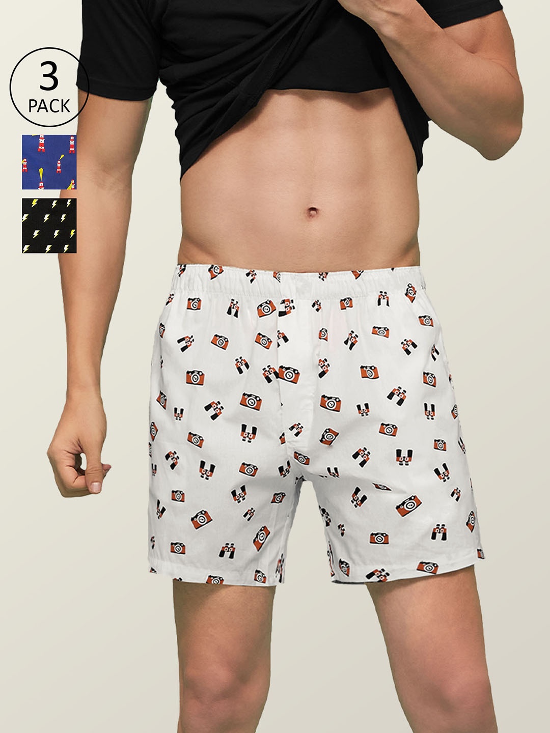 

XYXX Men Printed Pack of 3 Remix Pure Cotton Boxer XYBOX3PCKN140, Multi