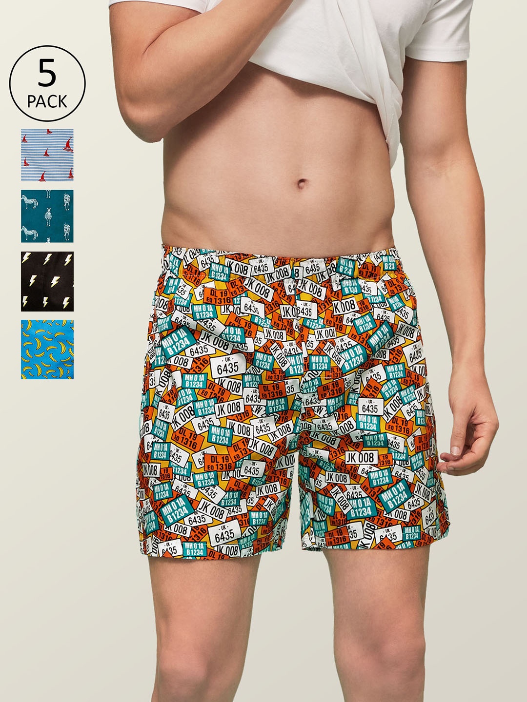 

XYXX Men Super Combed Cotton Printed Pack of 5 Remix Boxer XYBOX5PCKN19, Multi
