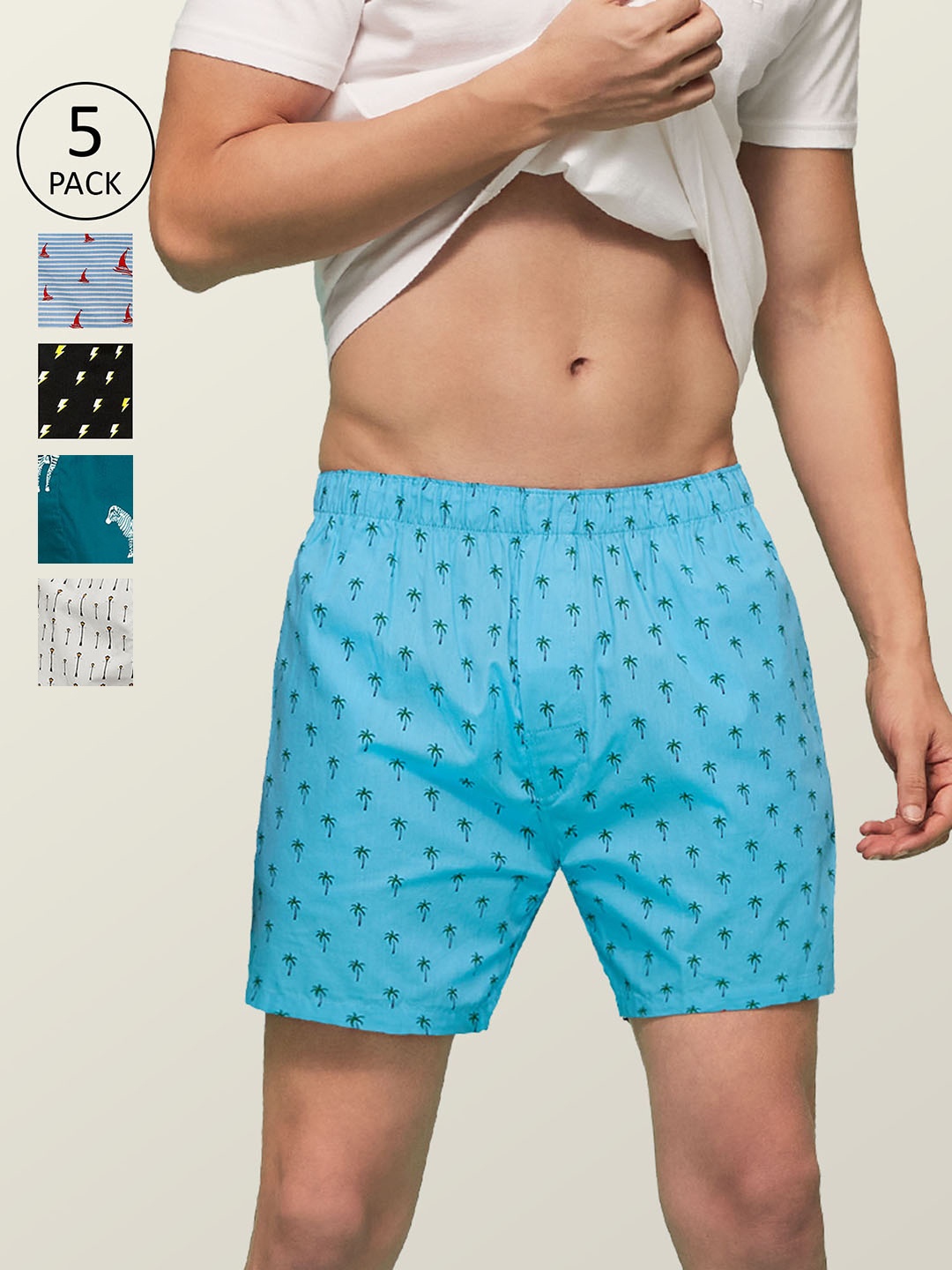 

XYXX Men Printed Pack of 5 Remix Pure Cotton Boxer XYBOX5PCKN26, Multi