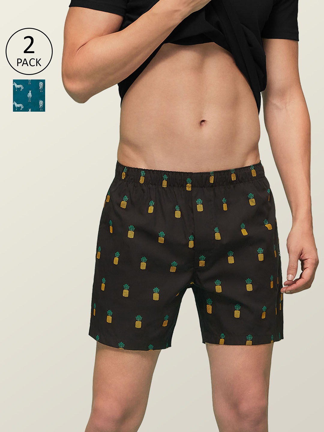 

XYXX Men Printed Pack of 2 Remix Pure Cotton Boxer XYBOX2PCKN117, Blue
