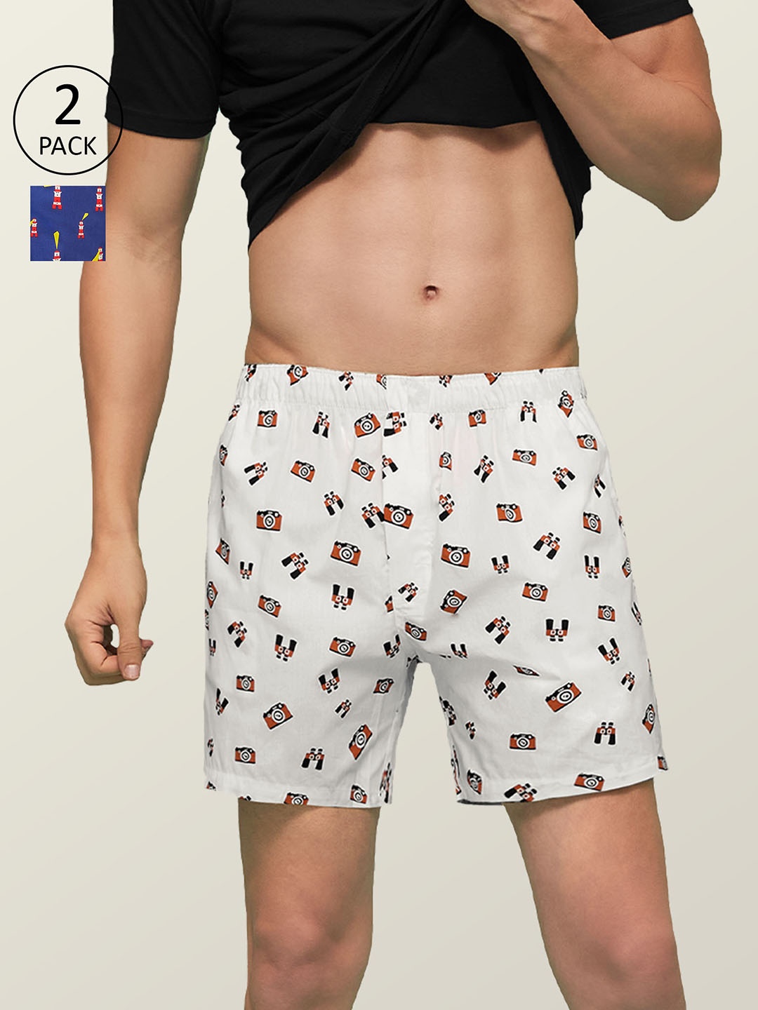 

XYXX Men Printed Pack of 2 Remix Pure Cotton Boxer XYBOX2PCKN162, White