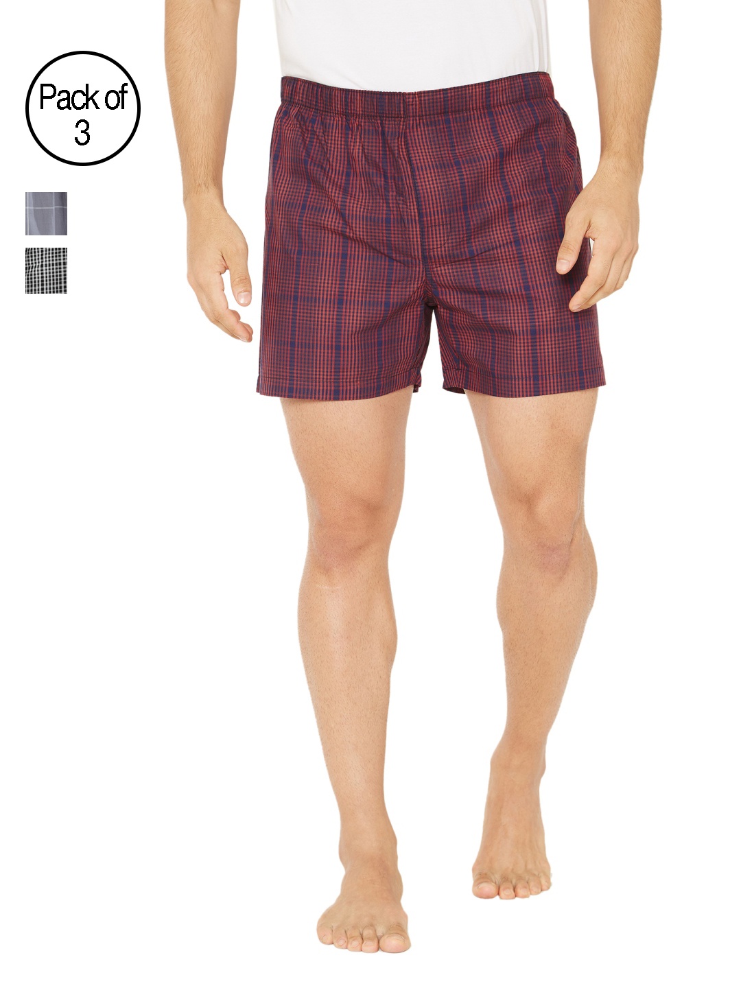 

XYXX Men Checkered Pack of 3 Checkmate Pure Cotton Boxer XYBOX3PCKN109, Multi