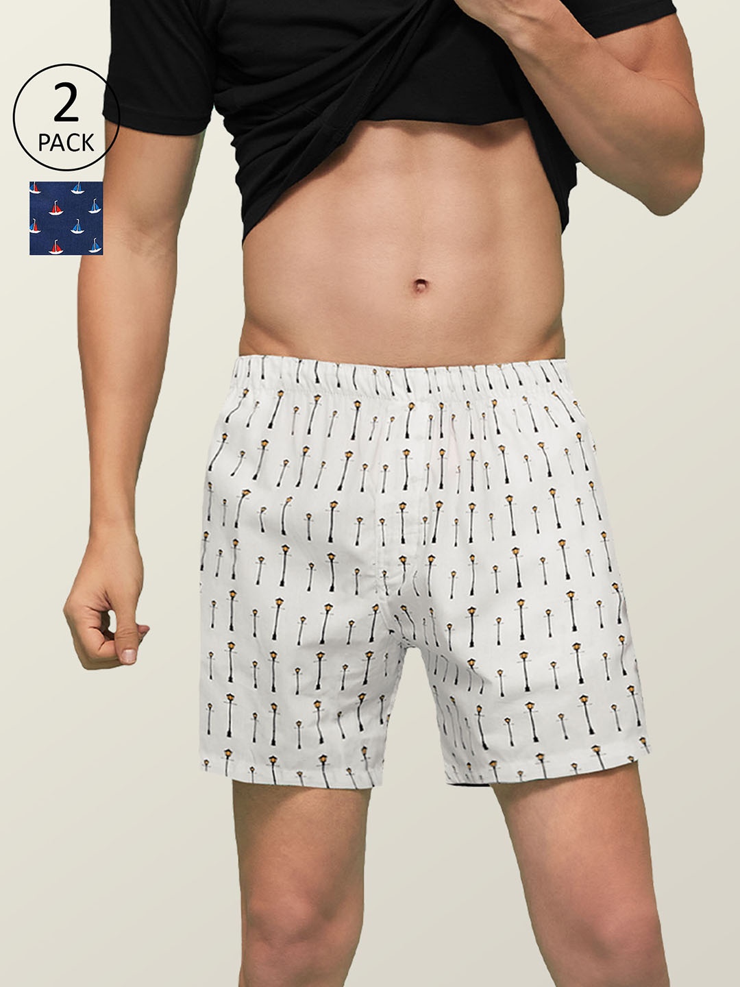 

XYXX Men Printed Pack of 2 Remix Pure Cotton Boxer XYBOX2PCKN126, Blue