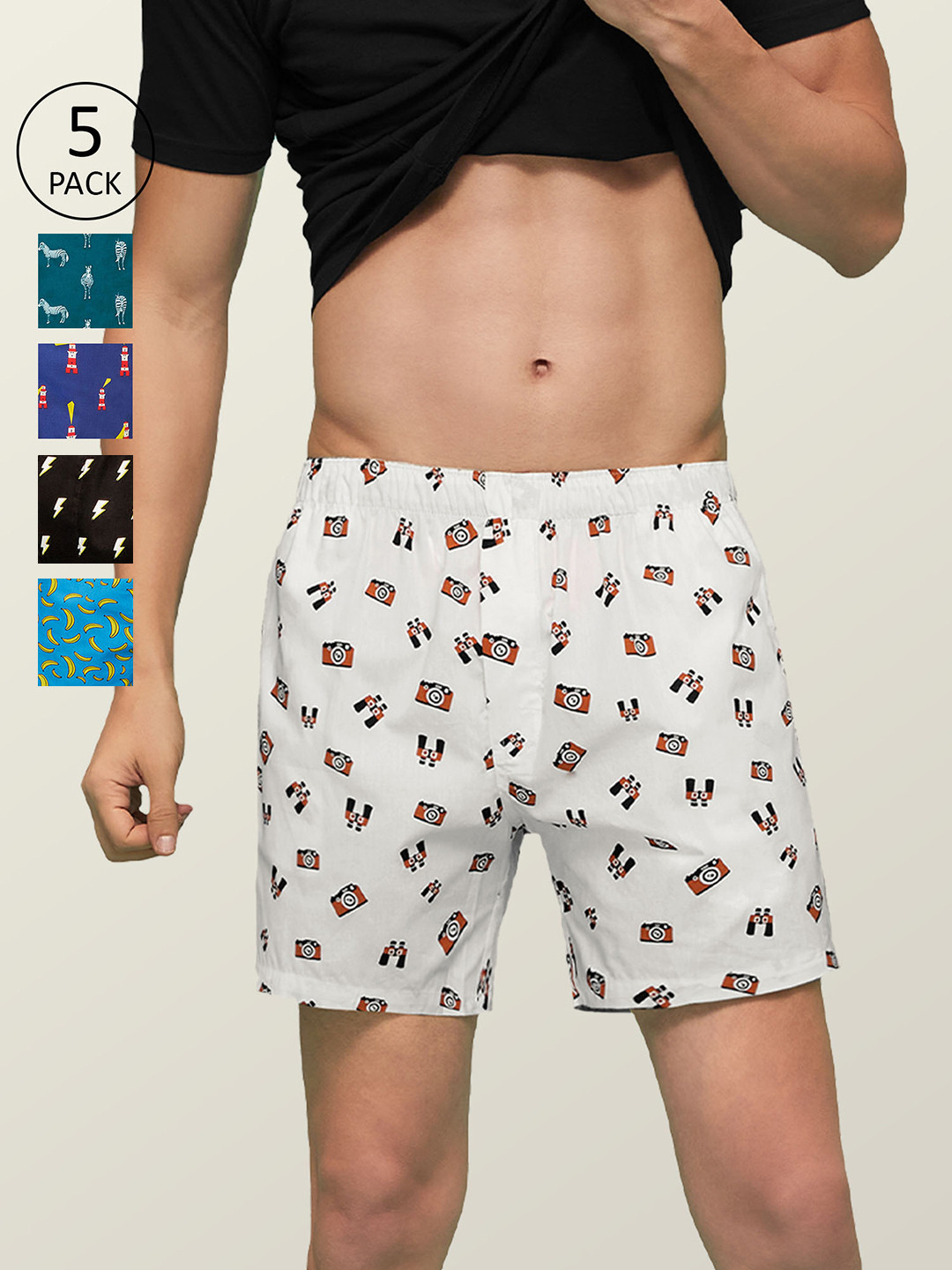 

XYXX Men Printed Pack of 5 Remix Pure Cotton Boxer XYBOX5PCKN13, Multi