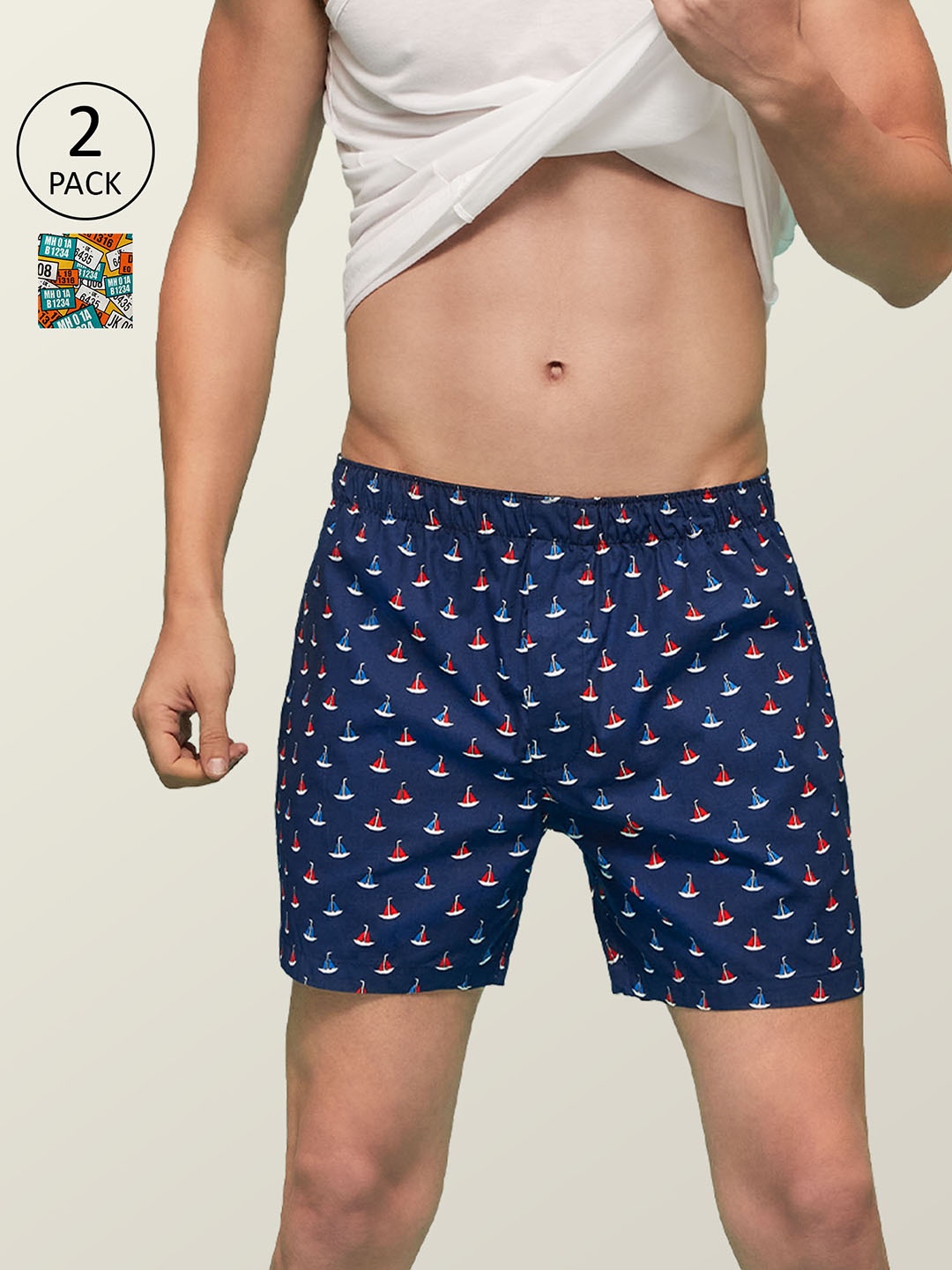 

XYXX Men Printed Pack of 2 Remix Pure Cotton Boxer XYBOX2PCKN124, Multi