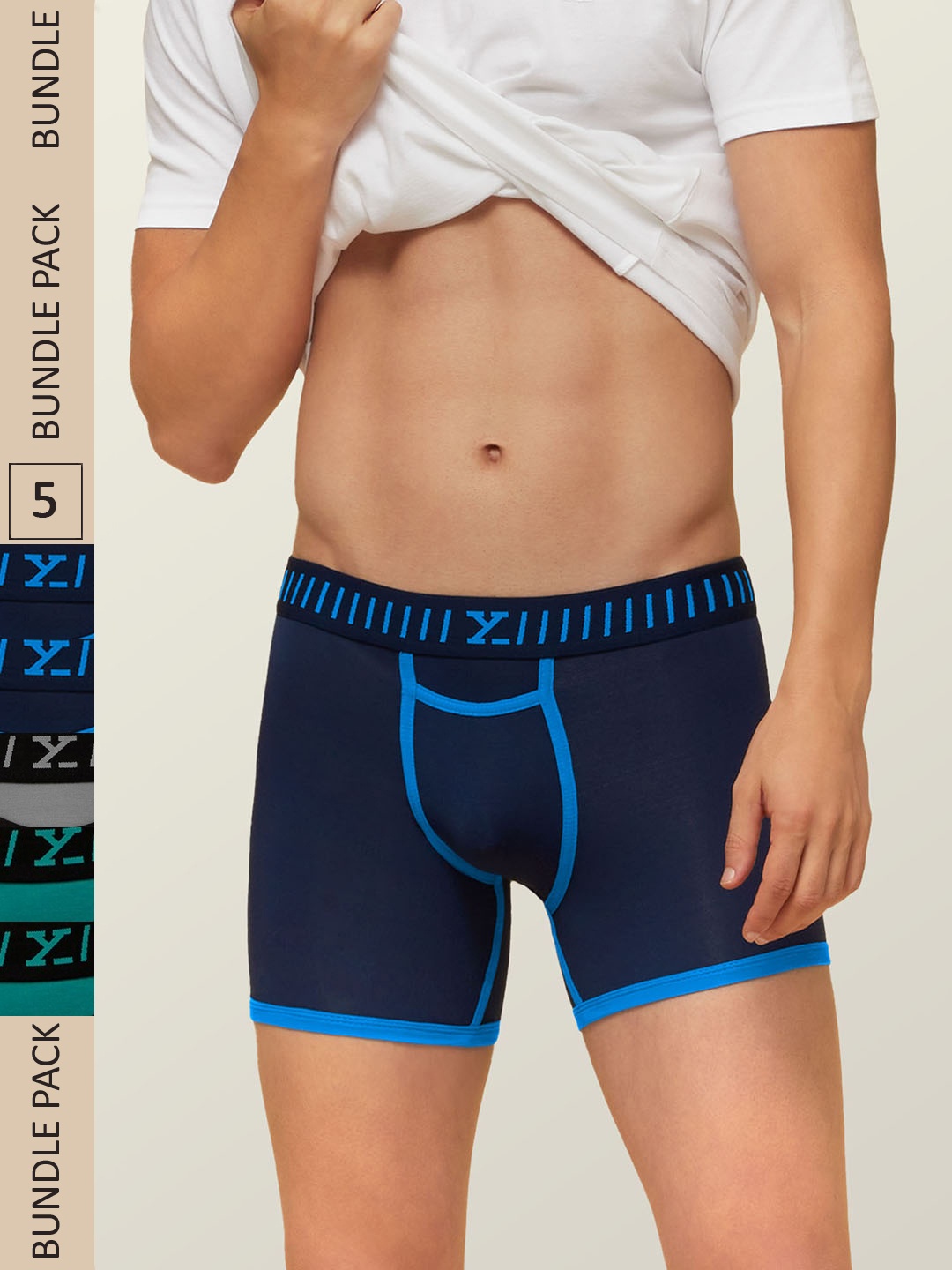 

XYXX Men IntelliSoft Antimicrobial Micro Modal Pack of 5 Vibe Trunks XYTRNK5PCKN90, Grey