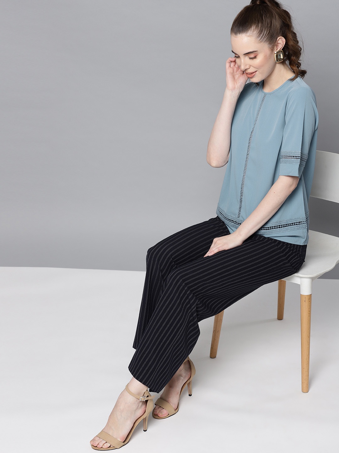 

Carlton London Women Blue Solid Top