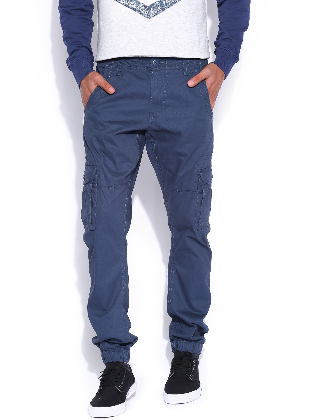 

Flying Machine Blue Slim Cargo Trousers