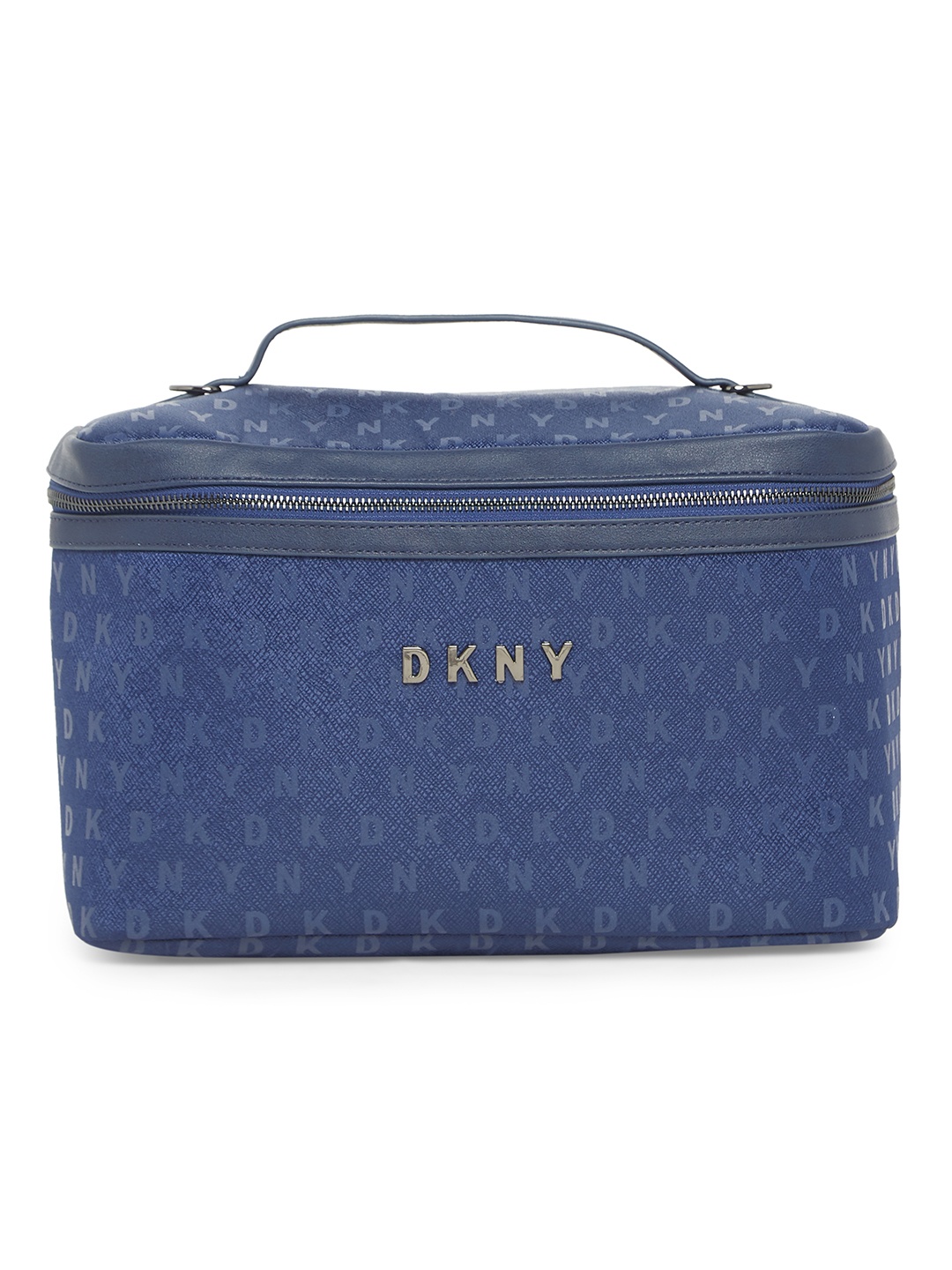 

DKNY Women Navy-Blue Sig Softside Range Printed Toiletry Bag
